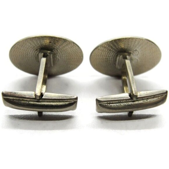 Gentry Silver Tone Oval Cufflinks Fish Religious Church Clergy Vintage - Picture 6 of 8